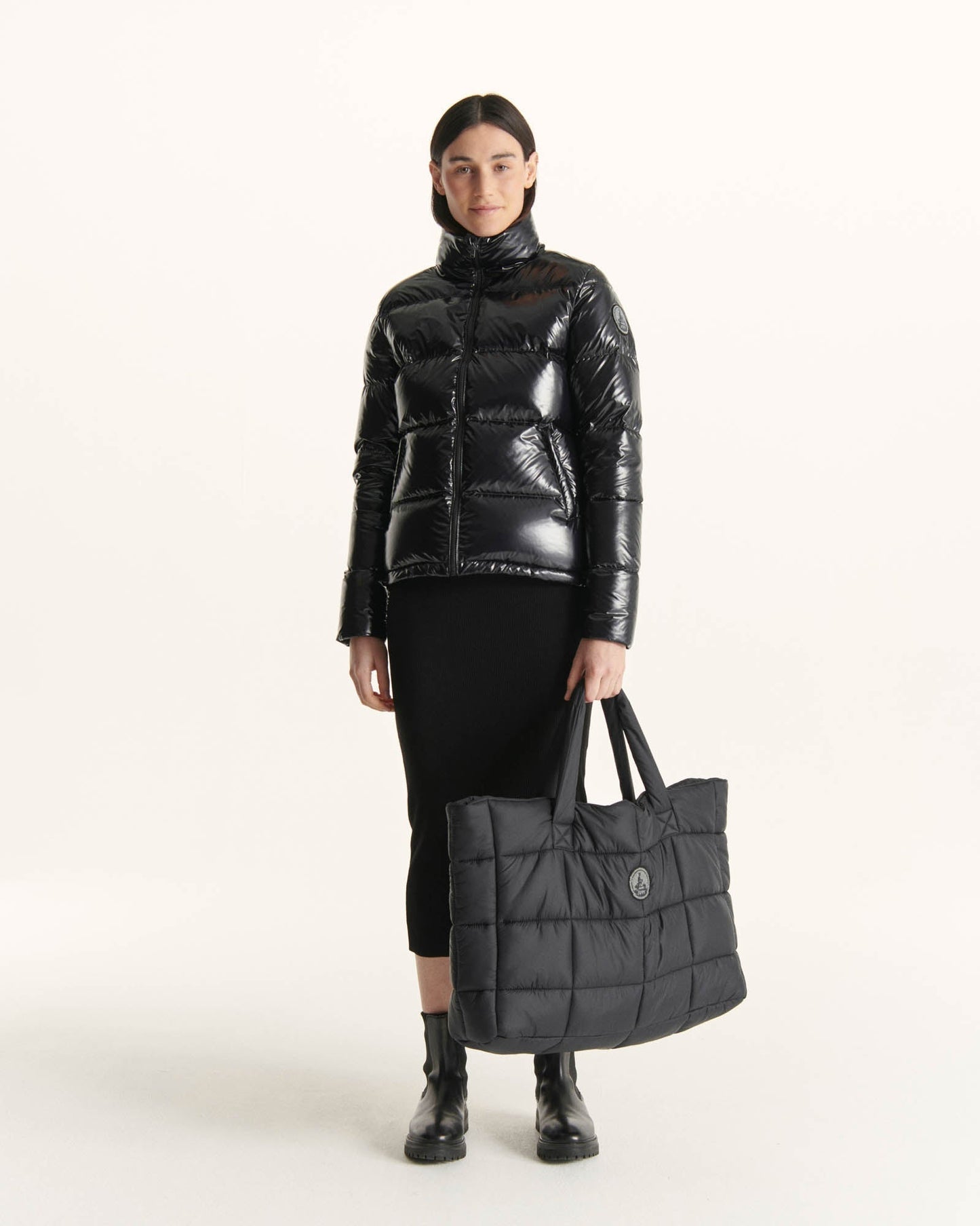 Sac avec des cristaux Swarovski®️ shopping Noir Leika 2.0